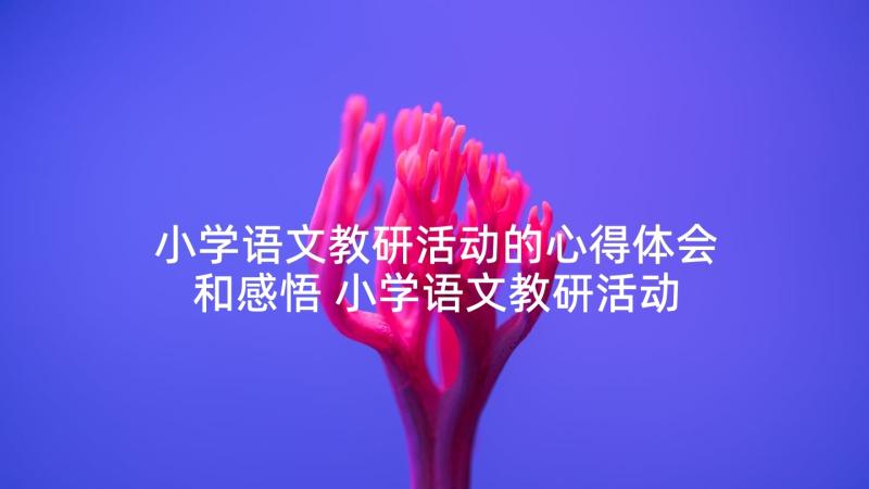 小学语文教研活动的心得体会和感悟 小学语文教研活动心得体会(汇总5篇)