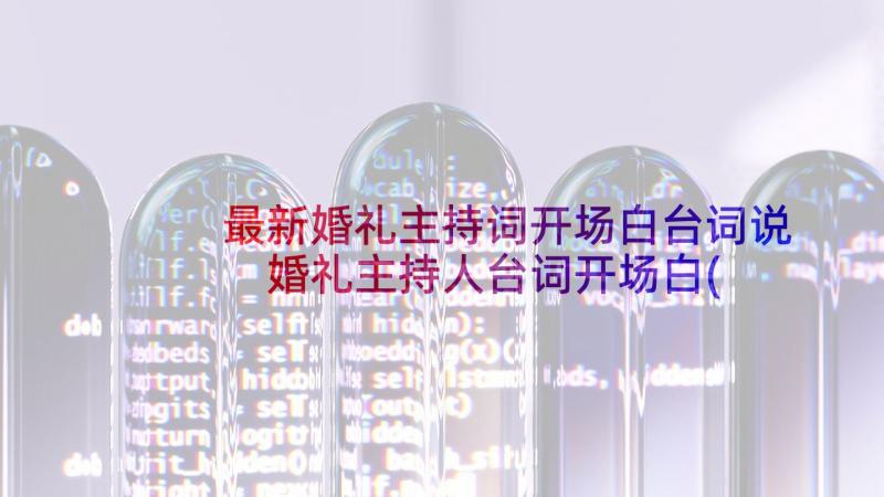 最新婚礼主持词开场白台词说 婚礼主持人台词开场白(通用9篇)