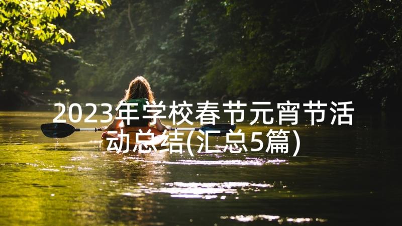 2023年学校春节元宵节活动总结(汇总5篇)