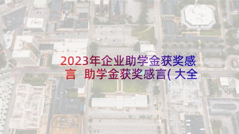 2023年企业助学金获奖感言 助学金获奖感言(大全5篇)