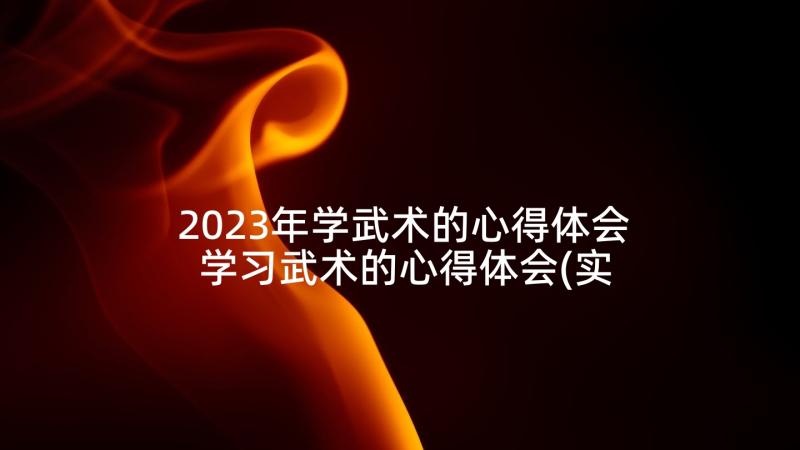 2023年学武术的心得体会 学习武术的心得体会(实用5篇)