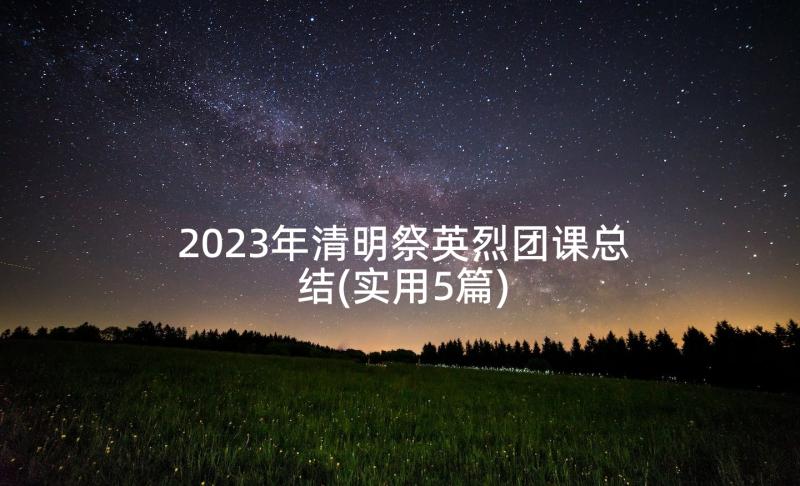 2023年清明祭英烈团课总结(实用5篇)