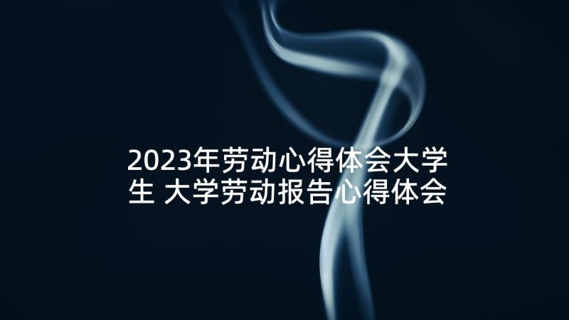 2023年劳动心得体会大学生 大学劳动报告心得体会(通用5篇)