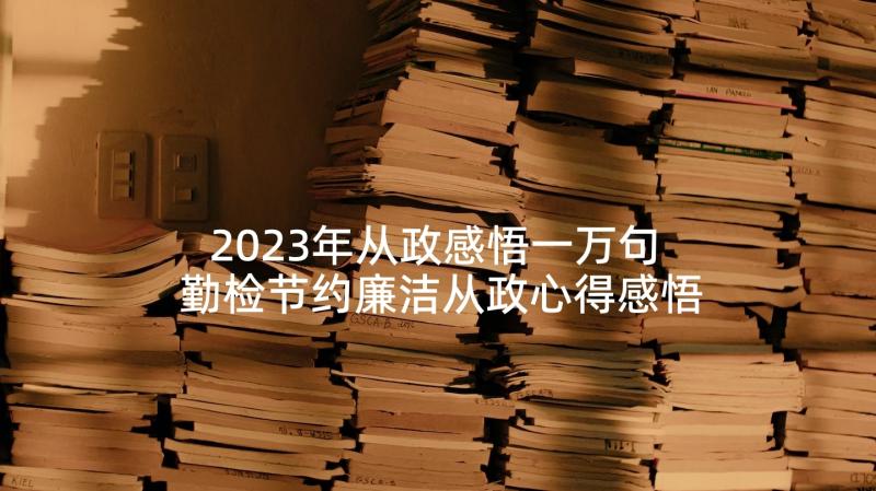 2023年从政感悟一万句 勤检节约廉洁从政心得感悟(实用5篇)