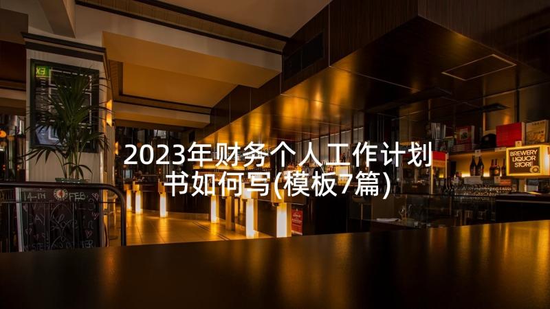 2023年财务个人工作计划书如何写(模板7篇)