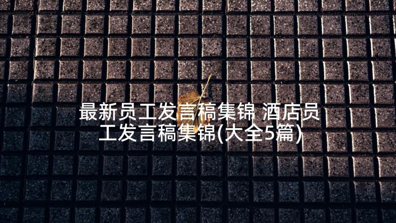 最新员工发言稿集锦 酒店员工发言稿集锦(大全5篇)