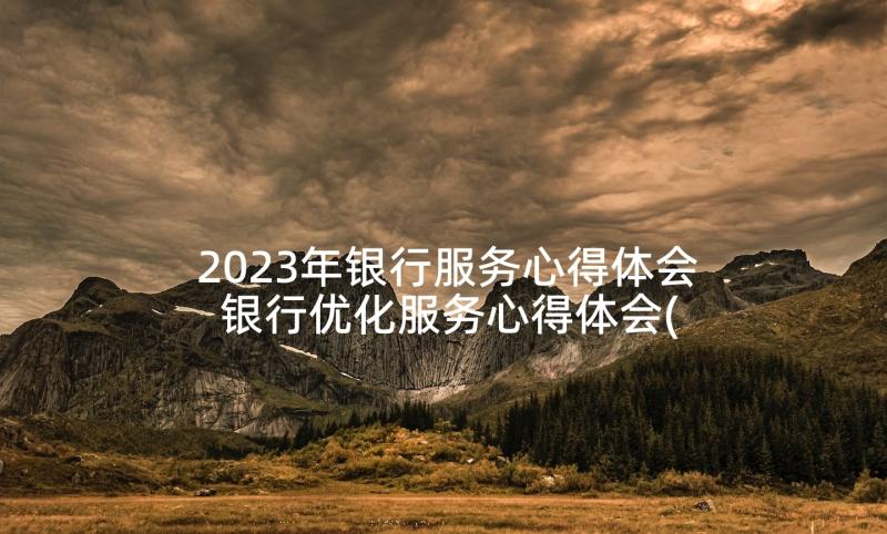 2023年银行服务心得体会 银行优化服务心得体会(大全8篇)