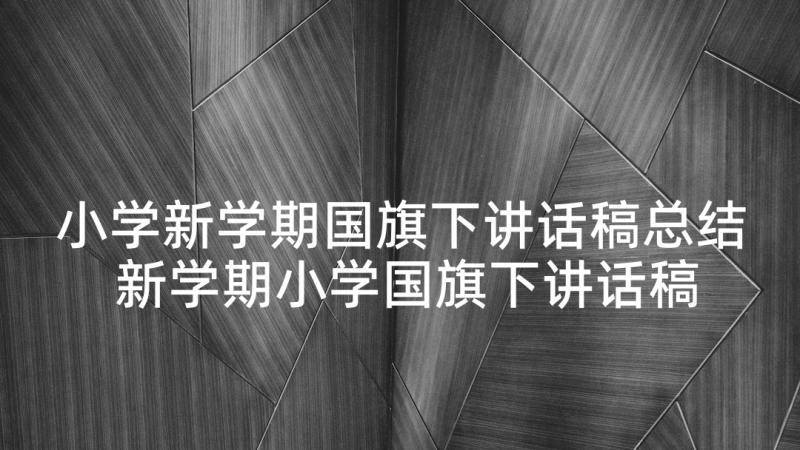 小学新学期国旗下讲话稿总结 新学期小学国旗下讲话稿(模板5篇)