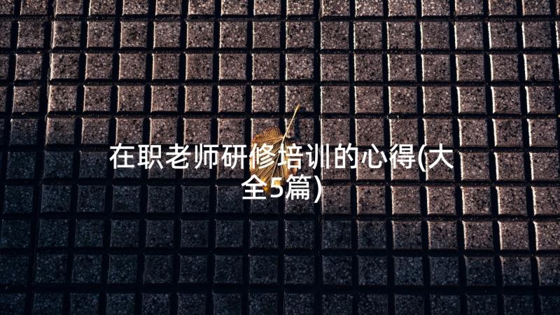 在职老师研修培训的心得(大全5篇)