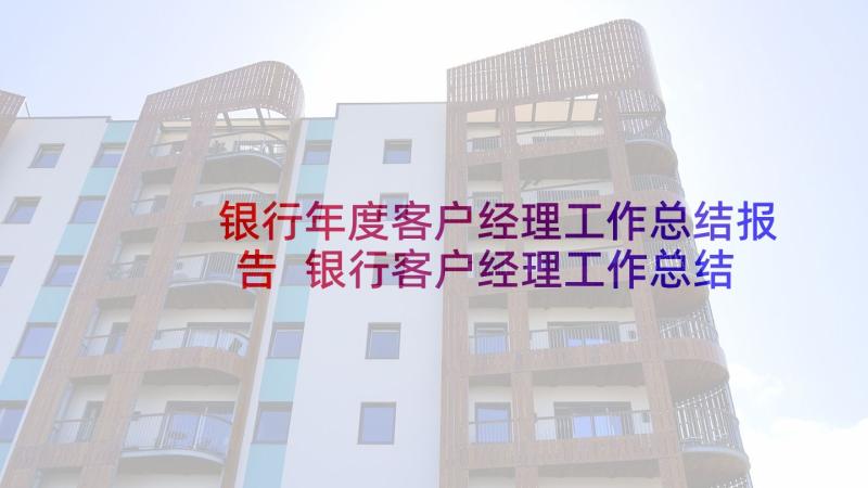 银行年度客户经理工作总结报告 银行客户经理工作总结(优质6篇)