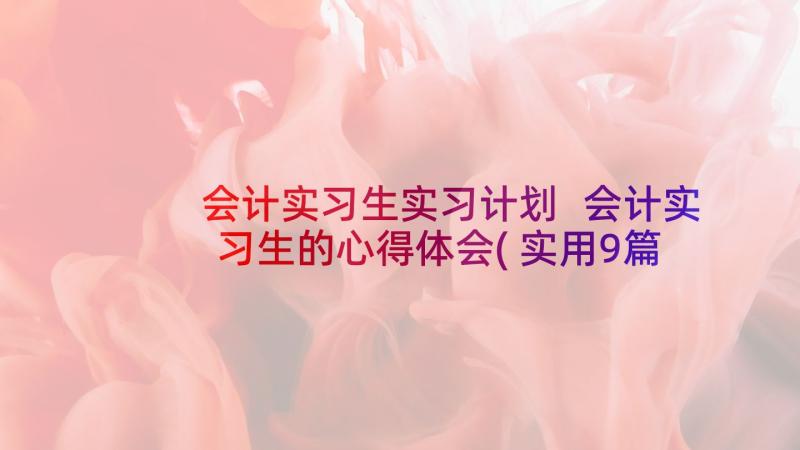 会计实习生实习计划 会计实习生的心得体会(实用9篇)