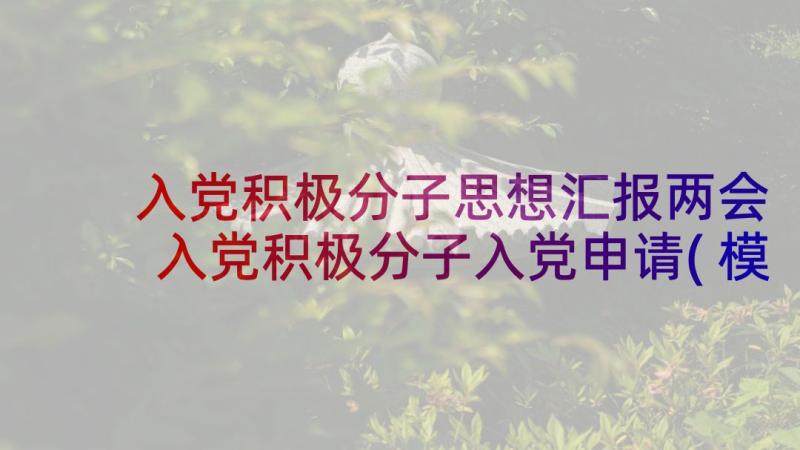 入党积极分子思想汇报两会 入党积极分子入党申请(模板10篇)