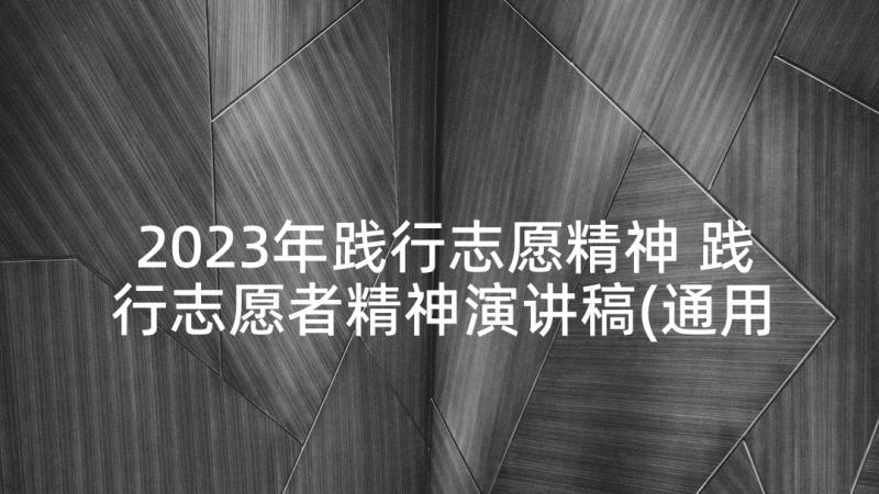 2023年践行志愿精神 践行志愿者精神演讲稿(通用5篇)