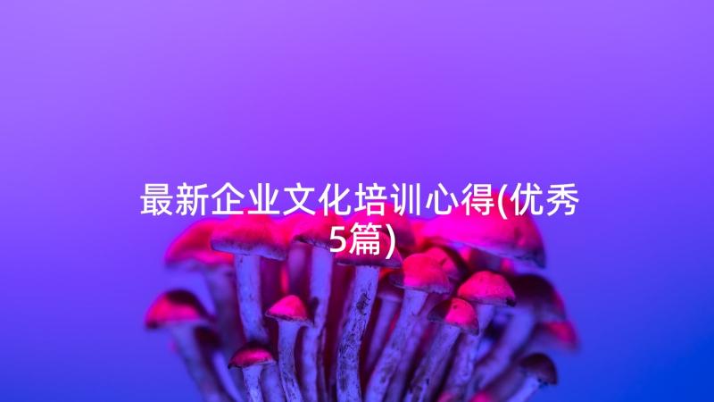 最新企业文化培训心得(优秀5篇)