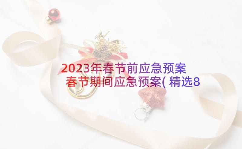 2023年春节前应急预案 春节期间应急预案(精选8篇)