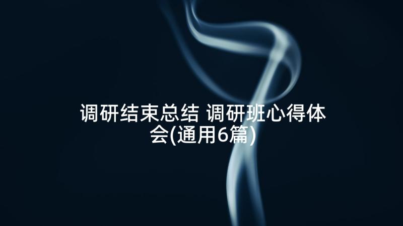 调研结束总结 调研班心得体会(通用6篇)