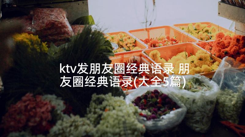 ktv发朋友圈经典语录 朋友圈经典语录(大全5篇)