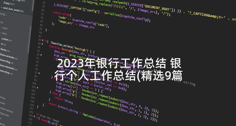 2023年银行工作总结 银行个人工作总结(精选9篇)