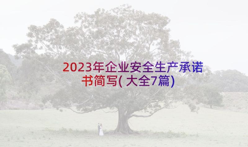 2023年企业安全生产承诺书简写(大全7篇)