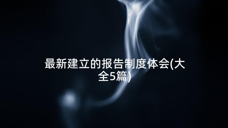 最新建立的报告制度体会(大全5篇)