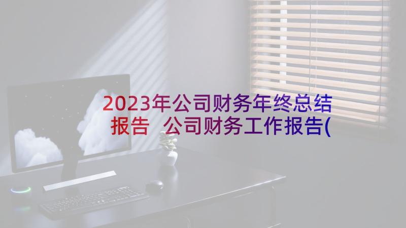 2023年公司财务年终总结报告 公司财务工作报告(通用8篇)