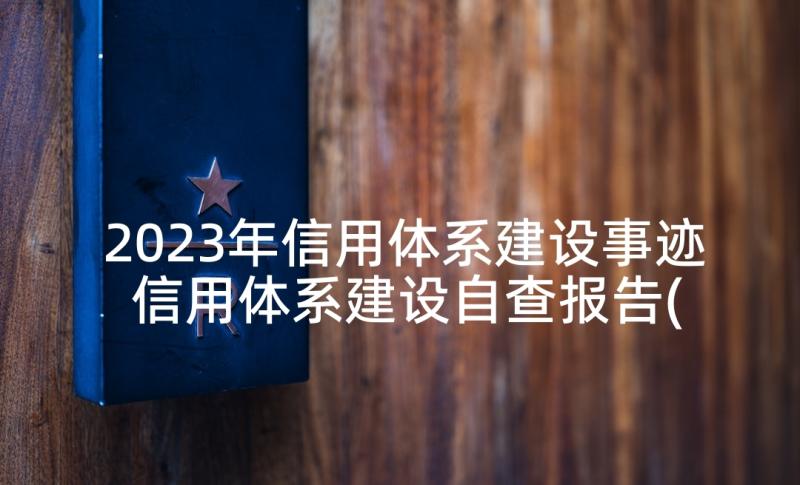 2023年信用体系建设事迹 信用体系建设自查报告(精选10篇)