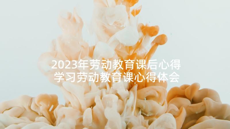 2023年劳动教育课后心得 学习劳动教育课心得体会(大全7篇)