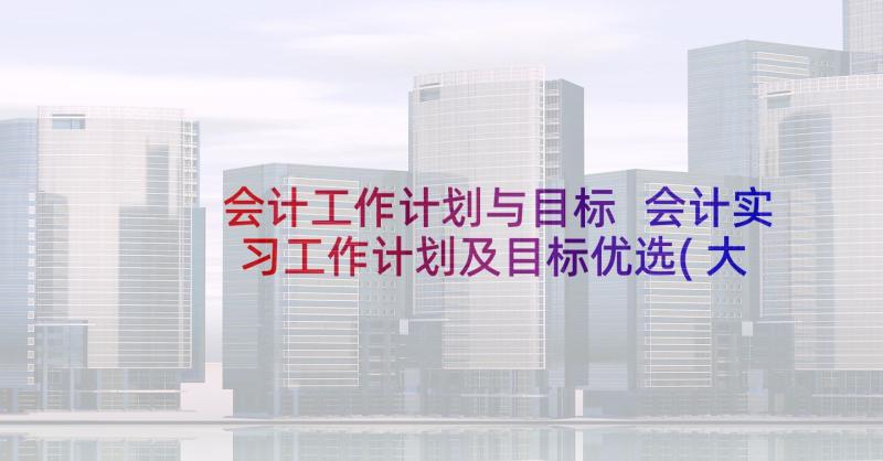 会计工作计划与目标 会计实习工作计划及目标优选(大全5篇)