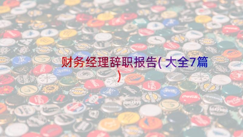 财务经理辞职报告(大全7篇)