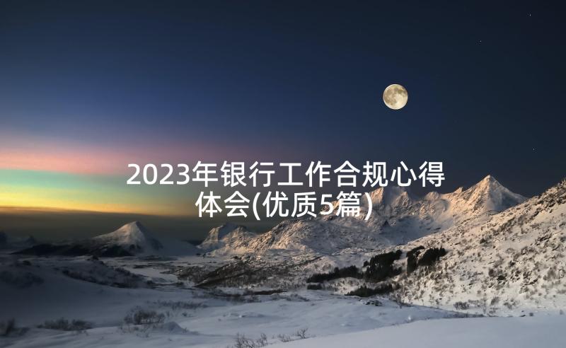 2023年银行工作合规心得体会(优质5篇)