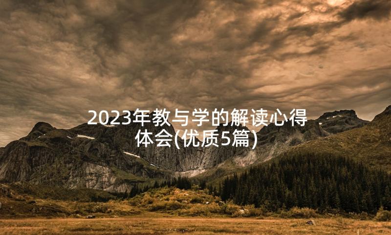 2023年教与学的解读心得体会(优质5篇)