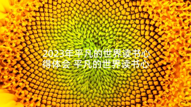 2023年平凡的世界读书心得体会 平凡的世界读书心得(汇总6篇)