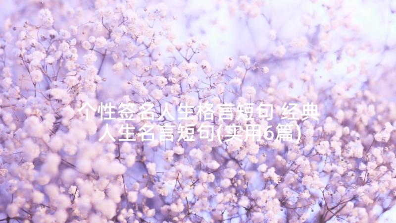 个性签名人生格言短句 经典人生名言短句(实用6篇)