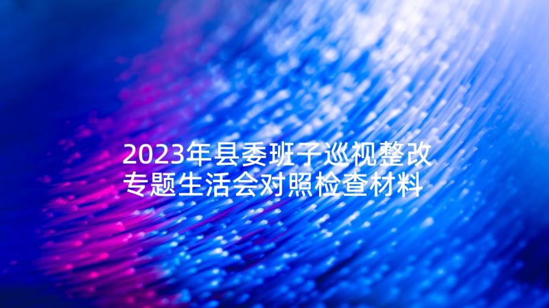 2023年县委班子巡视整改专题生活会对照检查材料 挂职副县长体会(汇总6篇)