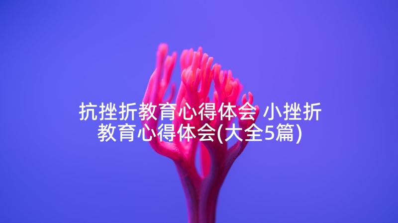 抗挫折教育心得体会 小挫折教育心得体会(大全5篇)