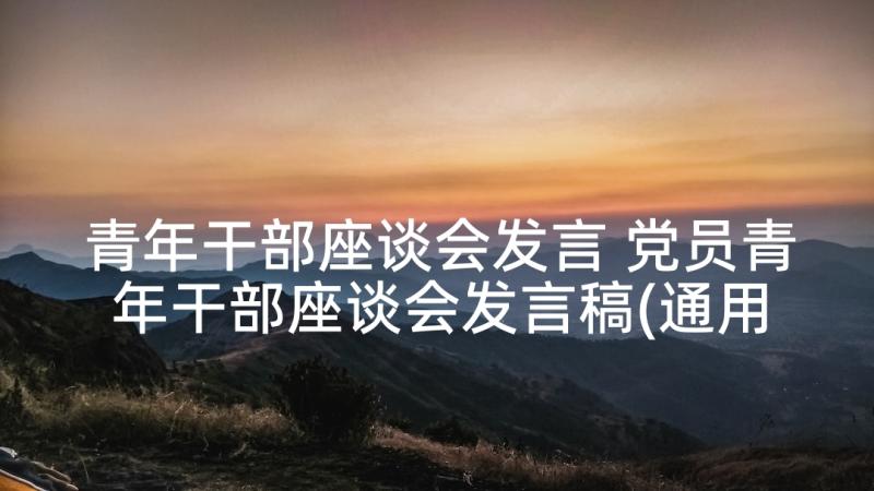 青年干部座谈会发言 党员青年干部座谈会发言稿(通用10篇)