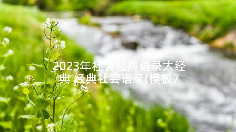 2023年社会经典语录太经典 经典社会语录(模板7篇)