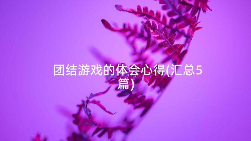 团结游戏的体会心得(汇总5篇)