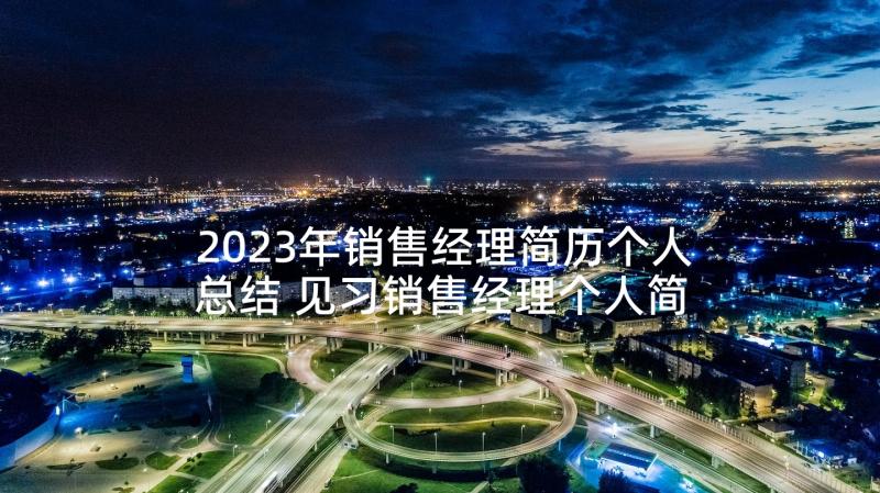 2023年销售经理简历个人总结 见习销售经理个人简历表格(汇总5篇)