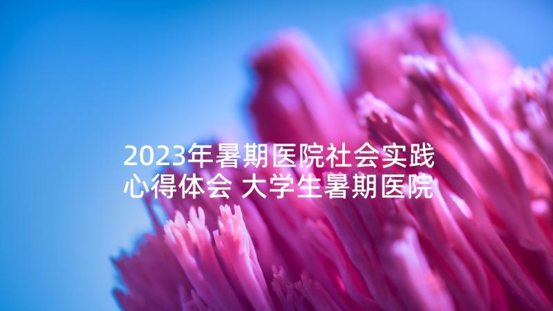 2023年暑期医院社会实践心得体会 大学生暑期医院社会实践心得体会(精选5篇)