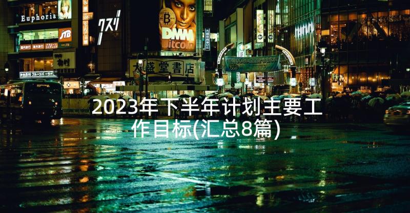 2023年下半年计划主要工作目标(汇总8篇)