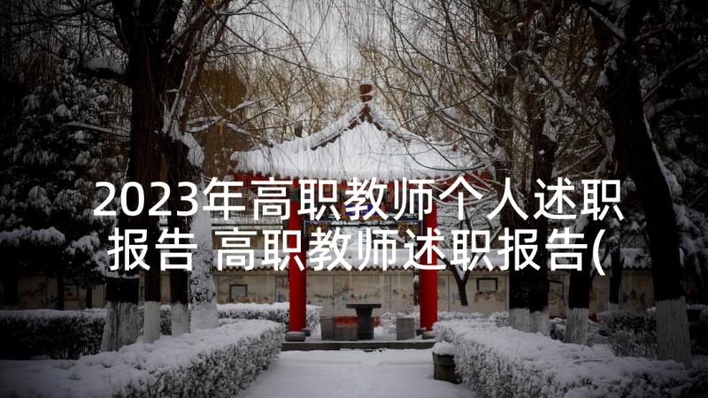 2023年高职教师个人述职报告 高职教师述职报告(大全5篇)