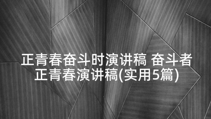 正青春奋斗时演讲稿 奋斗者正青春演讲稿(实用5篇)