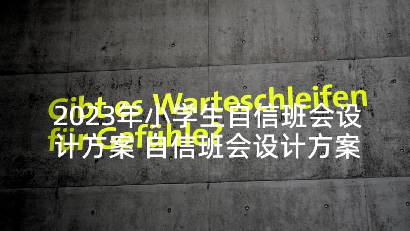 2023年小学生自信班会设计方案 自信班会设计方案(通用5篇)