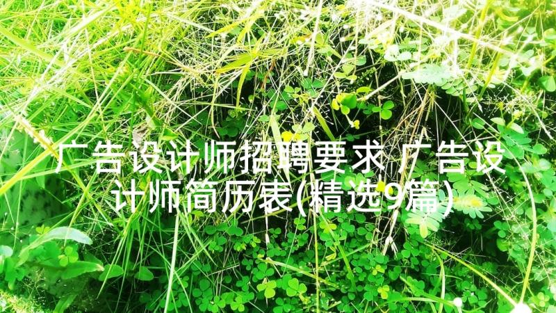 广告设计师招聘要求 广告设计师简历表(精选9篇)