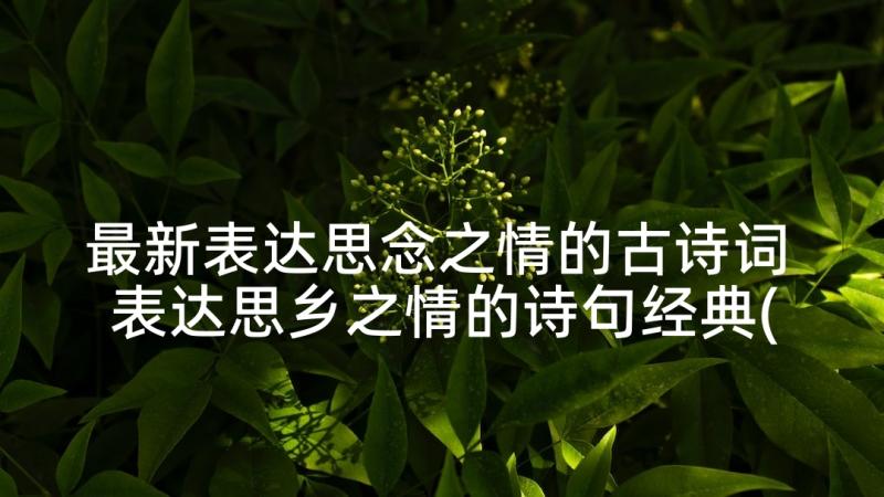 最新表达思念之情的古诗词 表达思乡之情的诗句经典(汇总5篇)