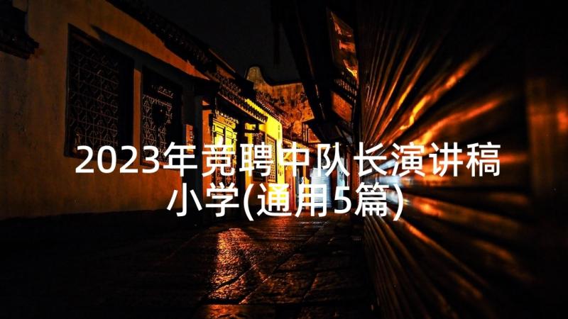 2023年竞聘中队长演讲稿小学(通用5篇)