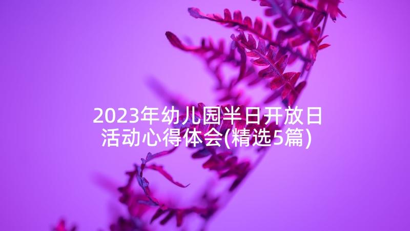 2023年幼儿园半日开放日活动心得体会(精选5篇)