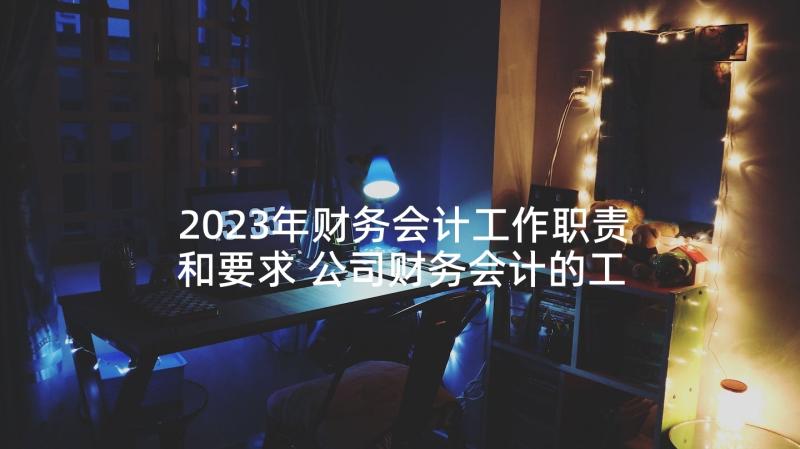 2023年财务会计工作职责和要求 公司财务会计的工作职责(优质9篇)