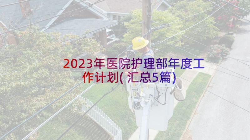 2023年医院护理部年度工作计划(汇总5篇)